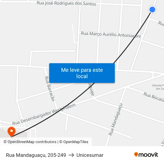 Rua Mandaguaçu, 205-249 to Unicesumar map