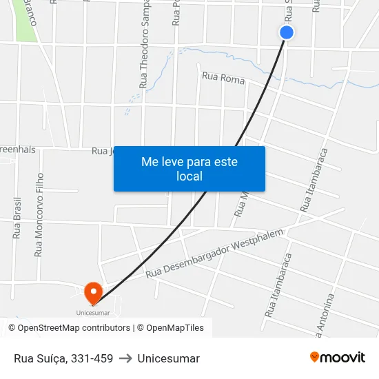 Rua Suíça, 331-459 to Unicesumar map