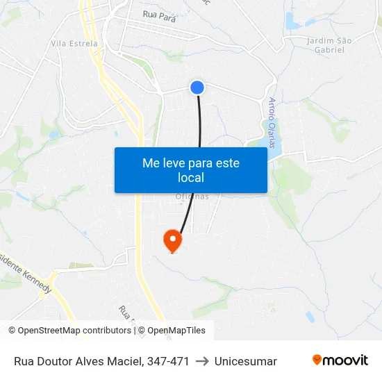 Rua Doutor Alves Maciel, 347-471 to Unicesumar map