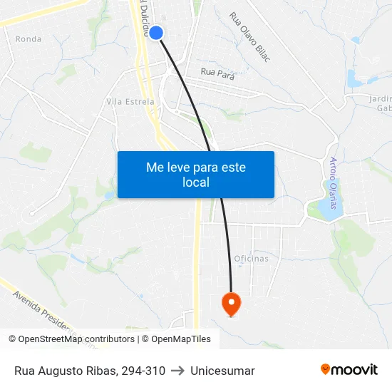 Rua Augusto Ribas, 294-310 to Unicesumar map