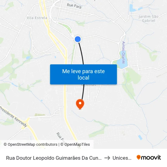 Rua Doutor Leopoldo Guimarães Da Cunha, 882-1016 to Unicesumar map