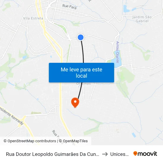 Rua Doutor Leopoldo Guimarães Da Cunha, 1164-1246 to Unicesumar map