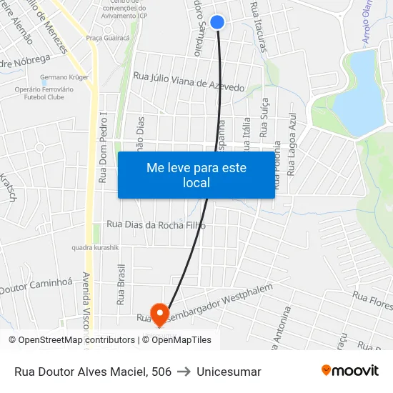 Rua Doutor Alves Maciel, 506 to Unicesumar map