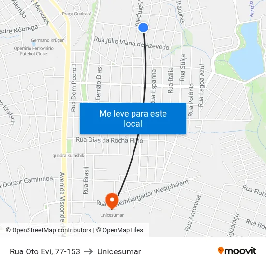 Rua Oto Evi, 77-153 to Unicesumar map