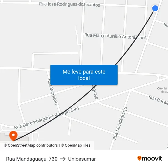 Rua Mandaguaçu, 730 to Unicesumar map