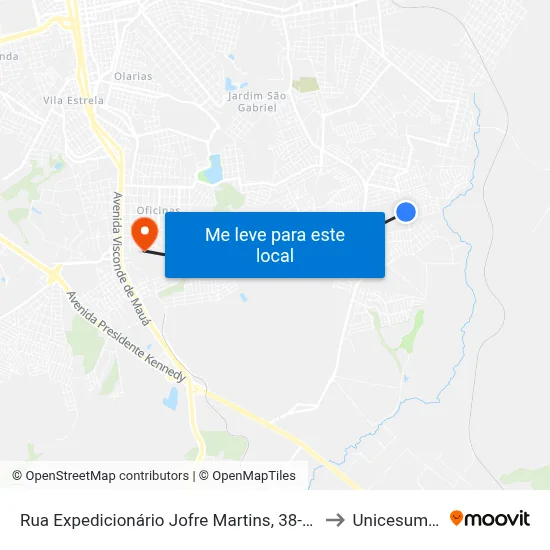 Rua Expedicionário Jofre Martins, 38-56 to Unicesumar map