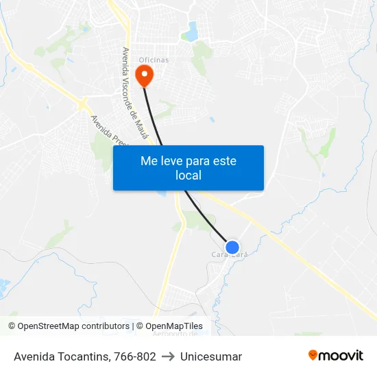 Avenida Tocantins, 766-802 to Unicesumar map