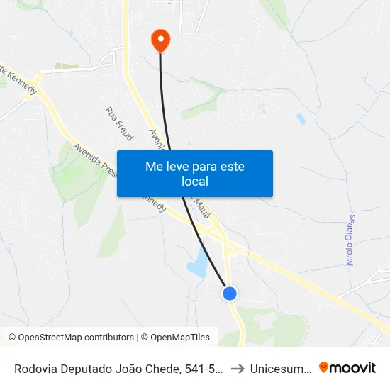 Rodovia Deputado João Chede, 541-571 to Unicesumar map