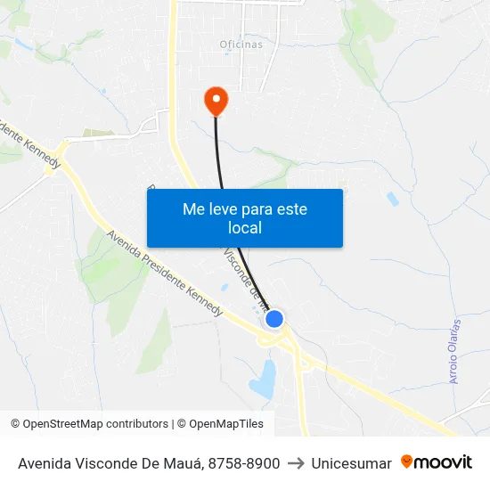Avenida Visconde De Mauá, 8758-8900 to Unicesumar map