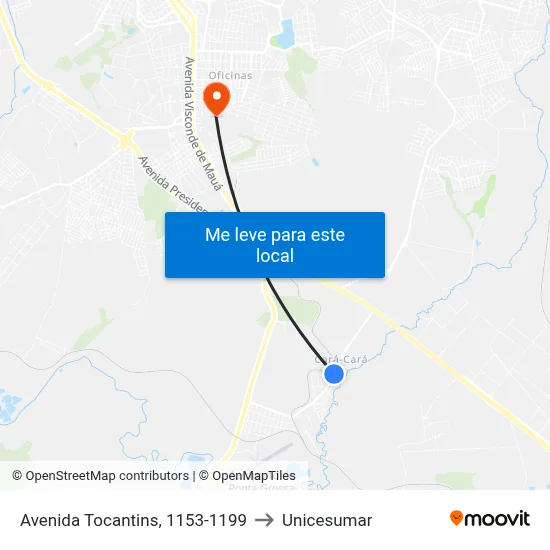 Avenida Tocantins, 1153-1199 to Unicesumar map