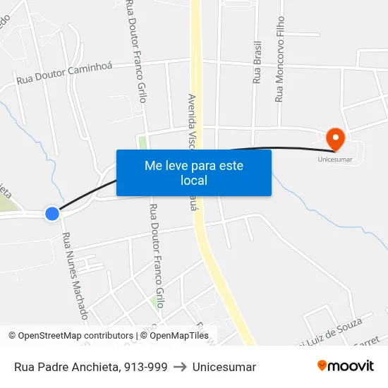 Rua Padre Anchieta, 913-999 to Unicesumar map