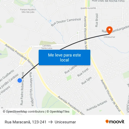 Rua Maracanã, 123-241 to Unicesumar map