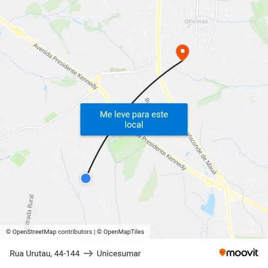 Rua Urutau, 44-144 to Unicesumar map