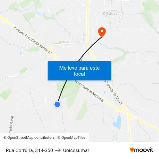 Rua Corruíra, 314-350 to Unicesumar map