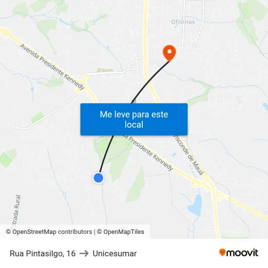 Rua Pintasilgo, 16 to Unicesumar map
