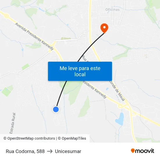 Rua Codorna, 588 to Unicesumar map