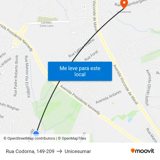 Rua Codorna, 149-209 to Unicesumar map