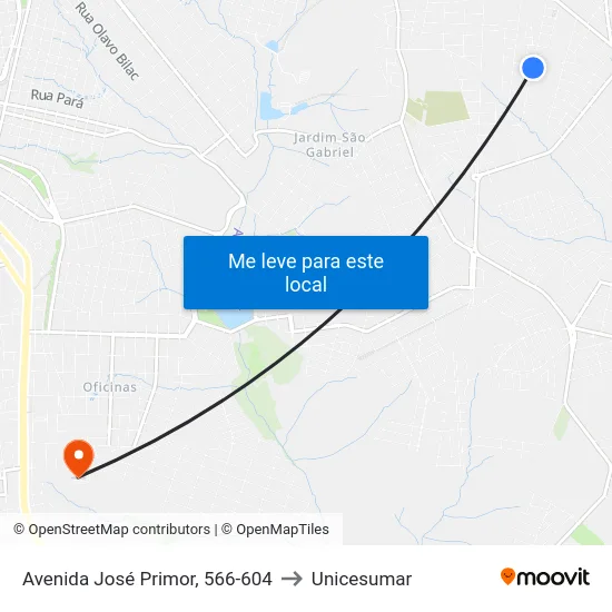 Avenida José Primor, 566-604 to Unicesumar map
