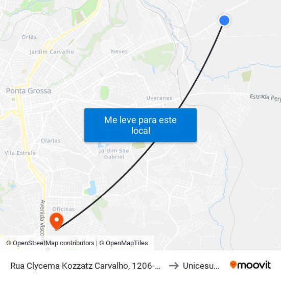 Rua Clycema Kozzatz Carvalho, 1206-1272 to Unicesumar map