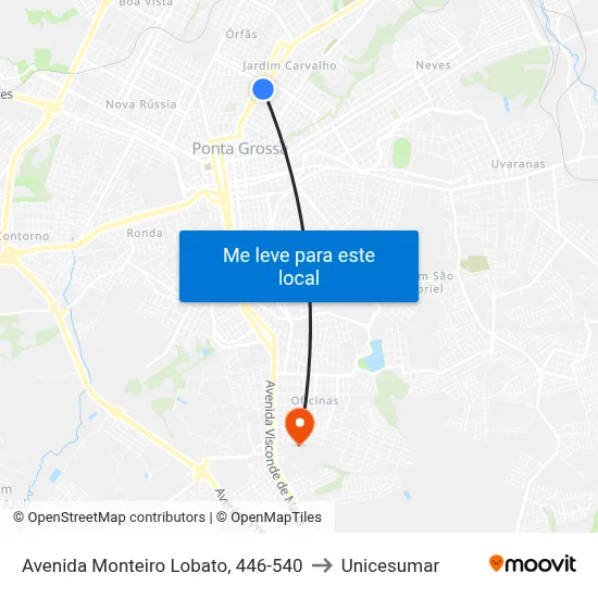 Avenida Monteiro Lobato, 446-540 to Unicesumar map