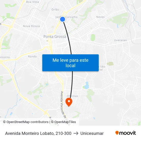 Avenida Monteiro Lobato, 210-300 to Unicesumar map