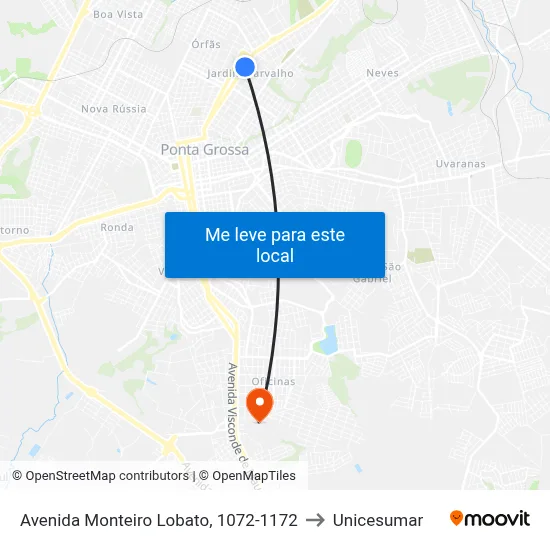 Avenida Monteiro Lobato, 1072-1172 to Unicesumar map