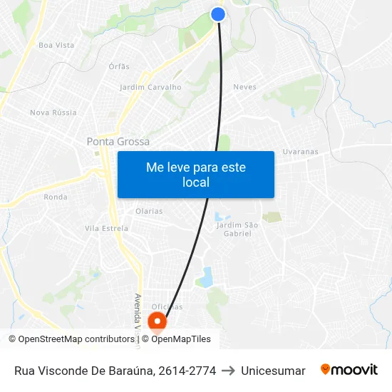 Rua Visconde De Baraúna, 2614-2774 to Unicesumar map