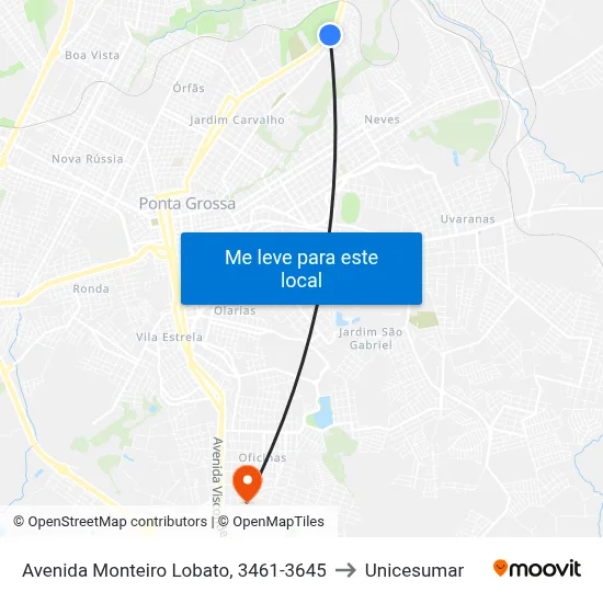 Avenida Monteiro Lobato, 3461-3645 to Unicesumar map