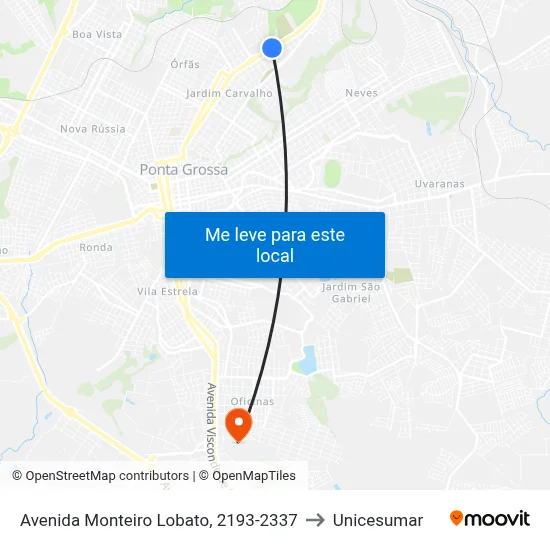 Avenida Monteiro Lobato, 2193-2337 to Unicesumar map