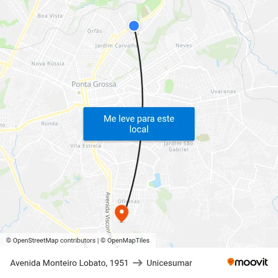 Avenida Monteiro Lobato, 1951 to Unicesumar map