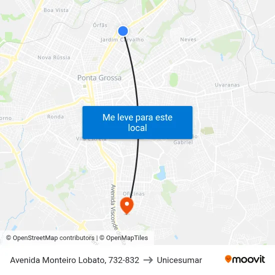 Avenida Monteiro Lobato, 732-832 to Unicesumar map