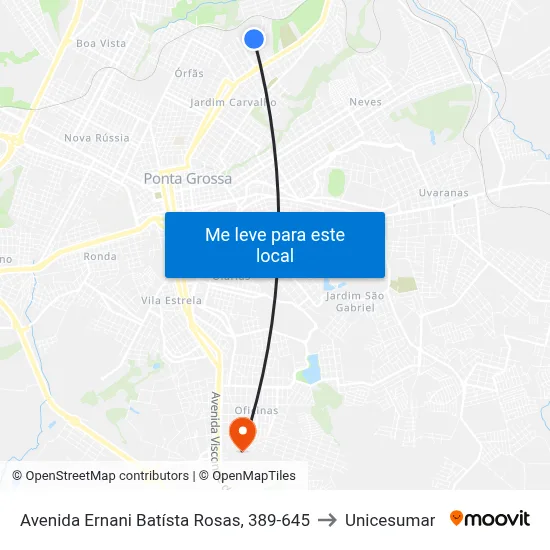 Avenida Ernani Batísta Rosas, 389-645 to Unicesumar map