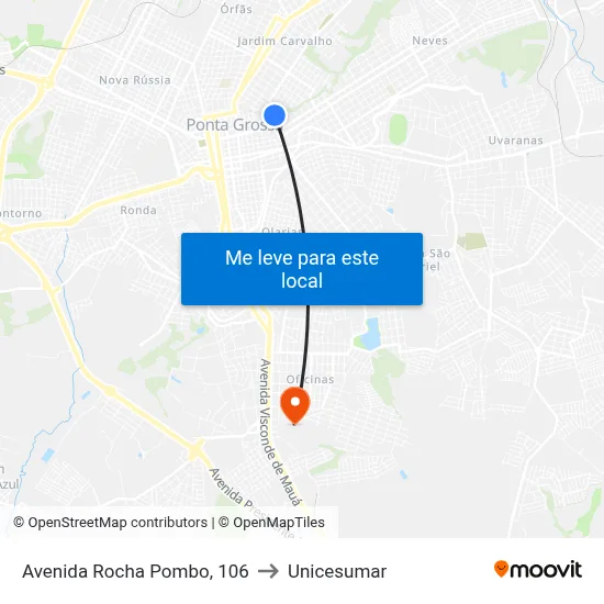 Avenida Rocha Pombo, 106 to Unicesumar map