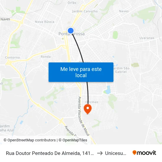Rua Doutor Penteado De Almeida, 141-223 to Unicesumar map