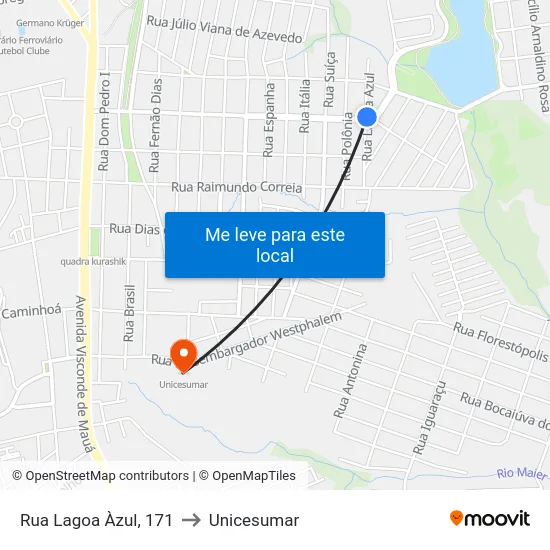 Rua Lagoa Àzul, 171 to Unicesumar map