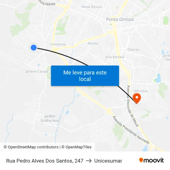 Rua Pedro Alves Dos Santos, 247 to Unicesumar map