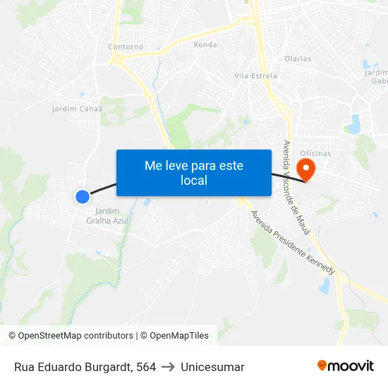 Rua Eduardo Burgardt, 564 to Unicesumar map