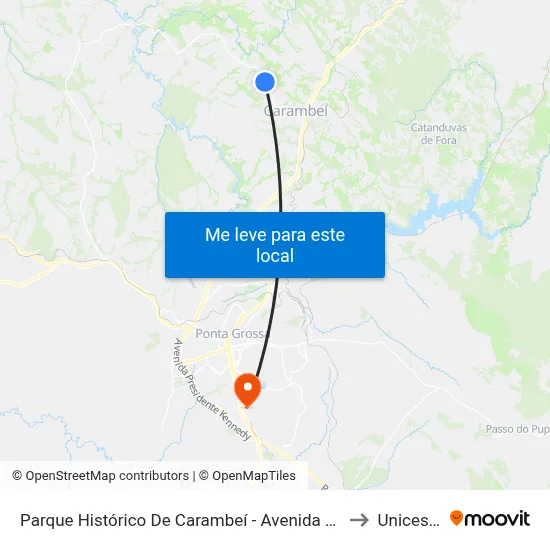 Parque Histórico De Carambeí - Avenida Dos Pioneiros 4200 to Unicesumar map
