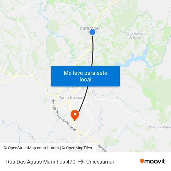 Rua Das Águas Marinhas 470 to Unicesumar map