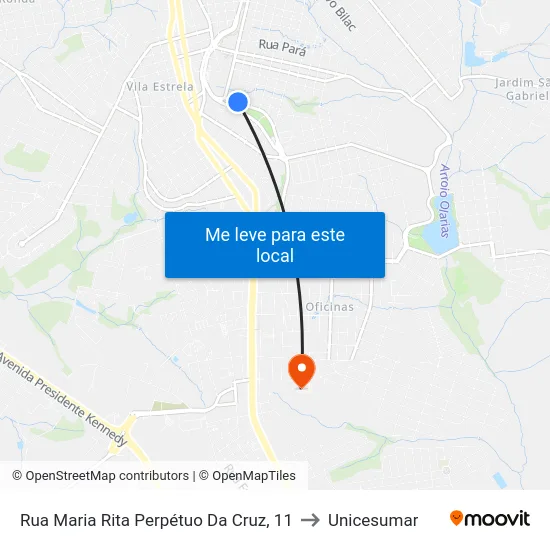 Rua Maria Rita Perpétuo Da Cruz, 11 to Unicesumar map