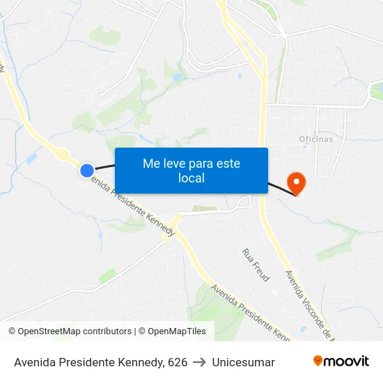 Avenida Presidente Kennedy, 626 to Unicesumar map