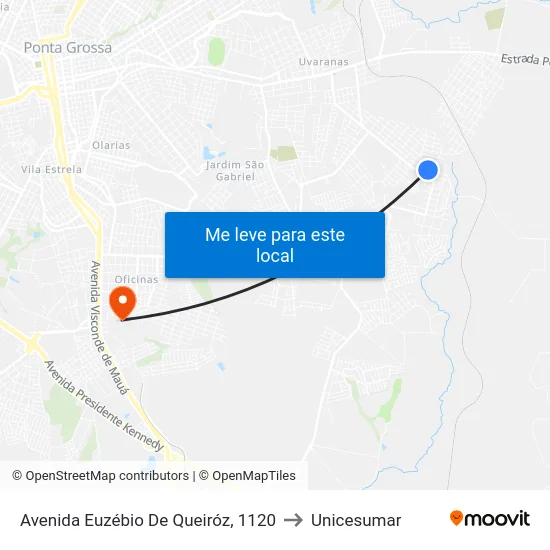 Avenida Euzébio De Queiróz, 1120 to Unicesumar map