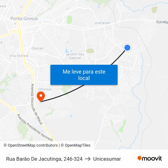 Rua Barão De Jacutinga, 246-324 to Unicesumar map