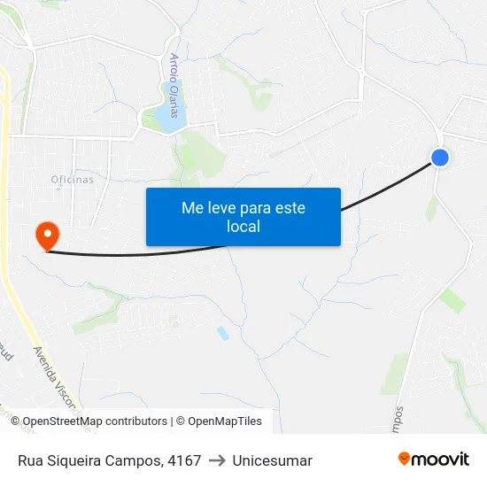 Rua Siqueira Campos, 4167 to Unicesumar map