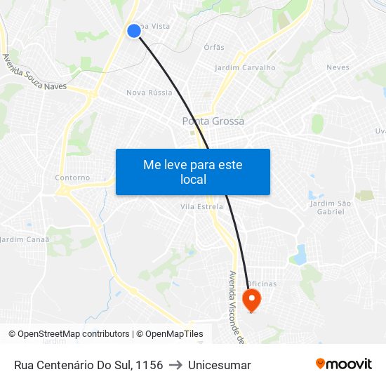 Rua Centenário Do Sul, 1156 to Unicesumar map