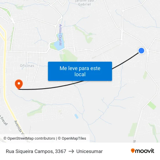 Rua Siqueira Campos, 3367 to Unicesumar map