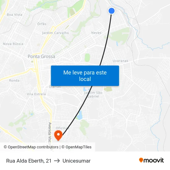 Rua Alda Eberth, 21 to Unicesumar map