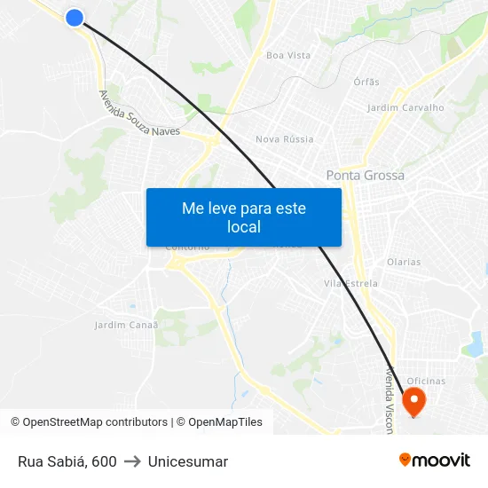 Rua Sabiá, 600 to Unicesumar map