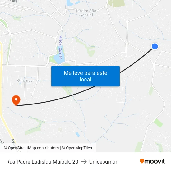 Rua Padre Ladislau Maibuk, 20 to Unicesumar map