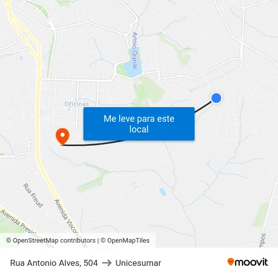 Rua Antonio Alves, 504 to Unicesumar map